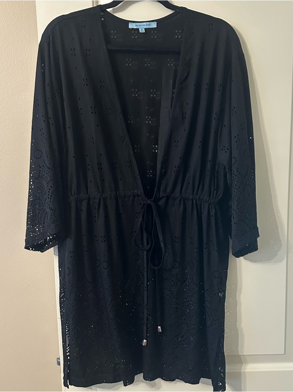 Blue Life Black Eyelet Tie-Waist Swim Coverup